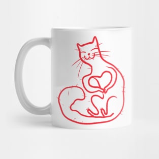 Funny red cat making a heart with his paws Mug